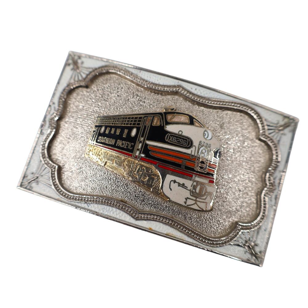 Vintage Southern Pacific X6296 Locomotive Plaque Belt Buckle